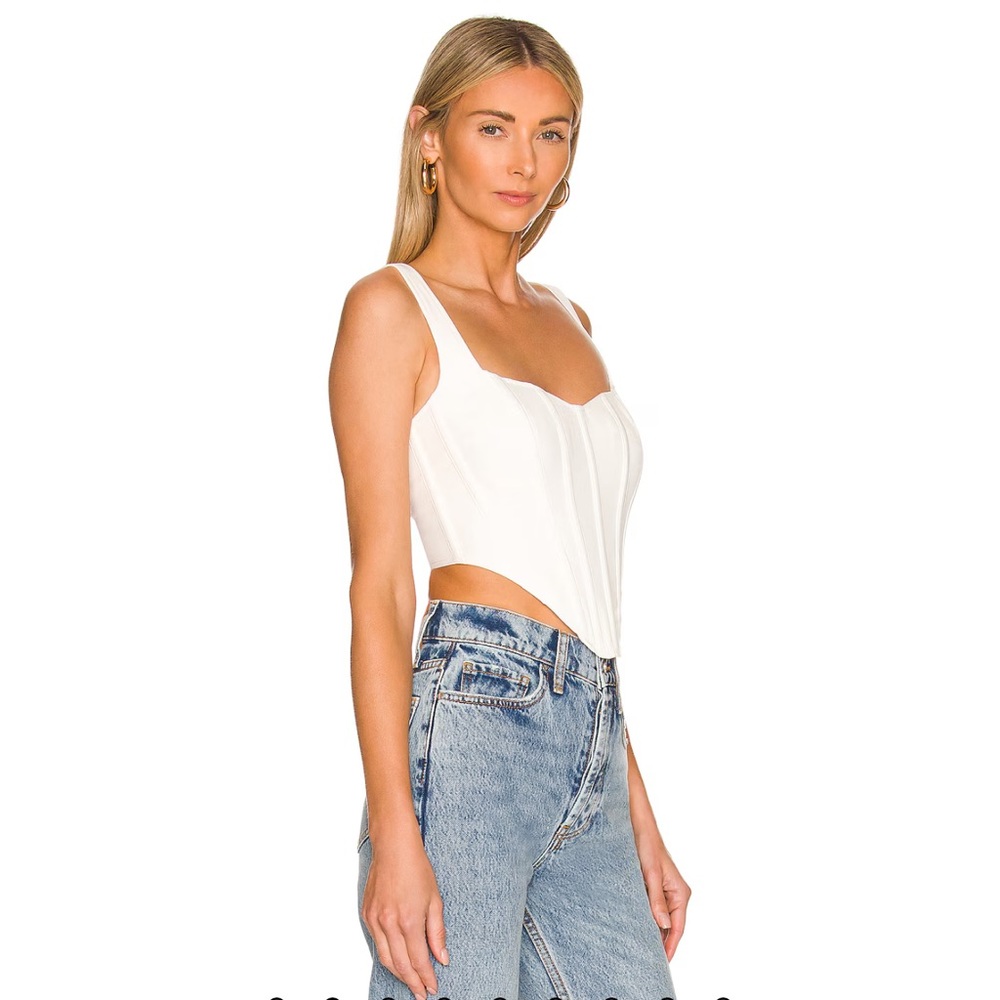 REVOLVE Bardot White Crop Top - Picture 2 of 7